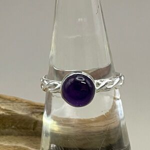 Silver and Purple Amethyst Celtic Ring